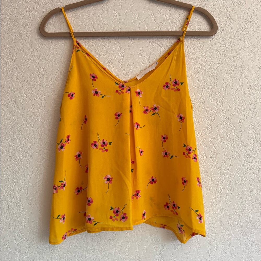 Floral Yellow Spaghetti Strap Top